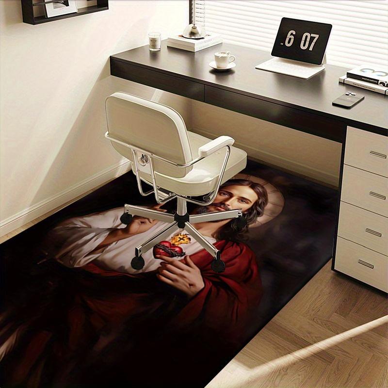 1pc Sacred Heart,Religious Iconography Office Carpet Soft Polyester Entrance Carpet Washable Non sli