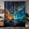 2 Pieces of HD Scenery Under the Stars Decorative Curtain Black Tie Digital Printed Curtain Home Decoration Style Decoration Liv