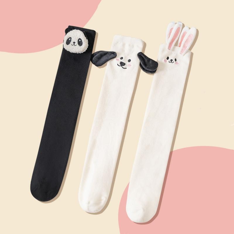 Warme Baby Kinder Strumpfhosen Druck Cartoon Tier Panda Strumpfhosen Hase und Hund Über dem Knie Lange Socken Tattoo Schülerinnen Strumpf Frühling Herbst