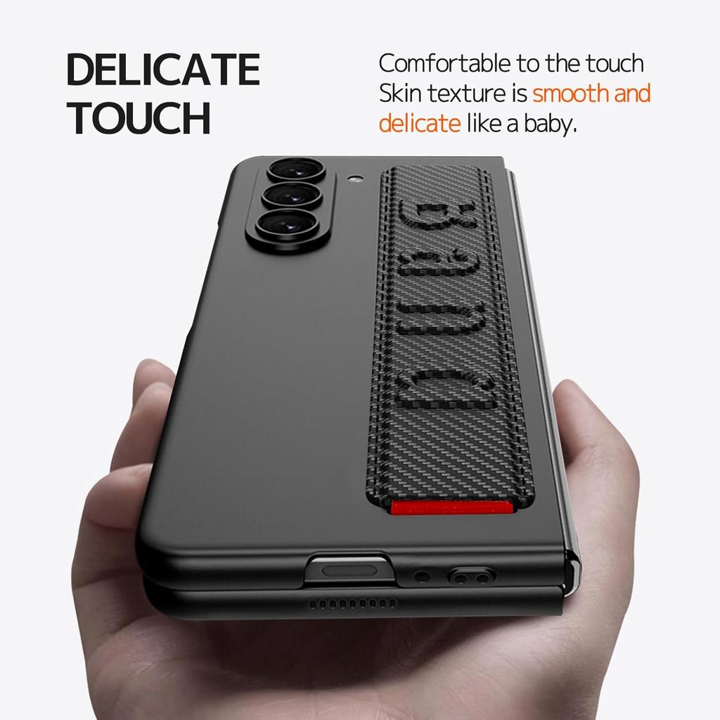 NINKI Compatible Samsung Galaxy Z Fold 6 Case Carbon Fiber with Strap,Shockproof Slim Cover Screen Protector Case for Samsung Z Fold 6 Phone Case