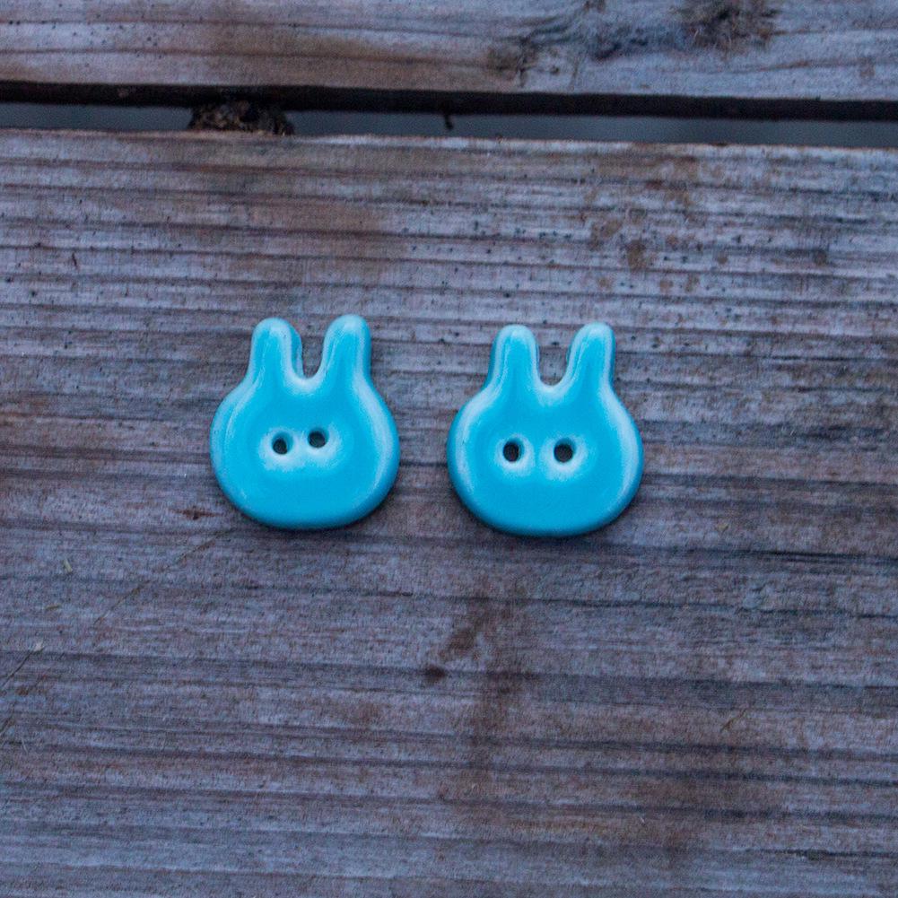 Blue & White Rabbit Ceramic Buttons - Handmade Chinese Style Clothing Accessories