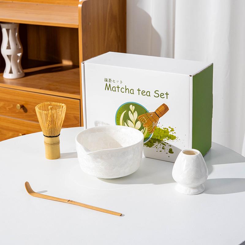 4-8PCS crystal Matcha Tea Set Matcha Ceramic Bowl, Food-Grade Whisk, Handmade Bamboo Tea Whisk, Tea Scoop Ceremony Diy Tools
