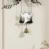 Gothic Home Accents Halloween Ghost Swing Bat WELCOME Wind Chime, Bell Door Decoration with Vintage Copper Dead Tree Silhouette Bells, Rustic