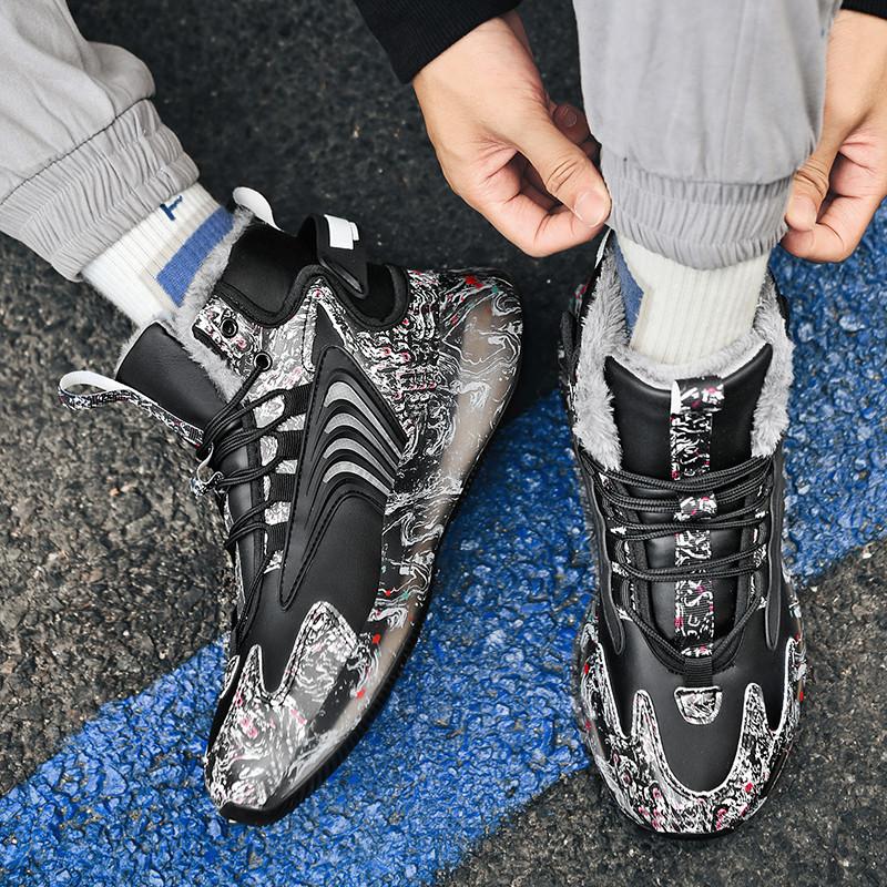 35-46 Winter Plus Size Fashion Trend High Top Velvet Warm Cotton Shoes Snow Boots Sports Casual Shoes Dad Shoes