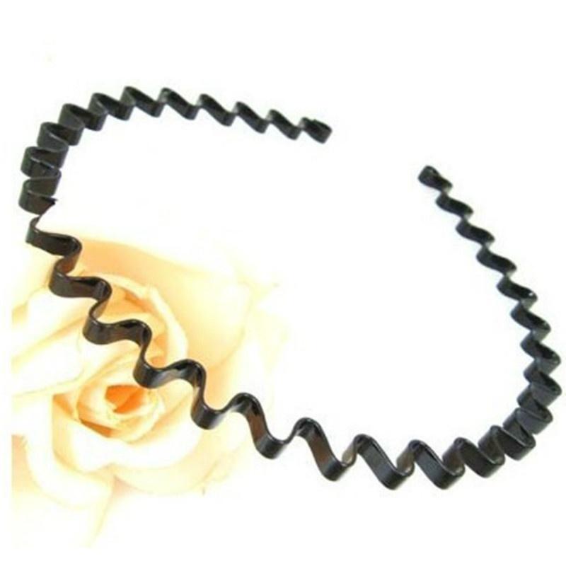 1/2Pcs Lady Girls Fashion Black Wavy Haihoop Band Sport Headband Hairband Cute Hair Decoration (One Size Black Color)