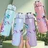 1PC Faith Cross Color Art Quote Print 750ml Color Plastic Sports Water Bottle Leakproof Flip Straw Lid Suitable for Sports Office Home Use