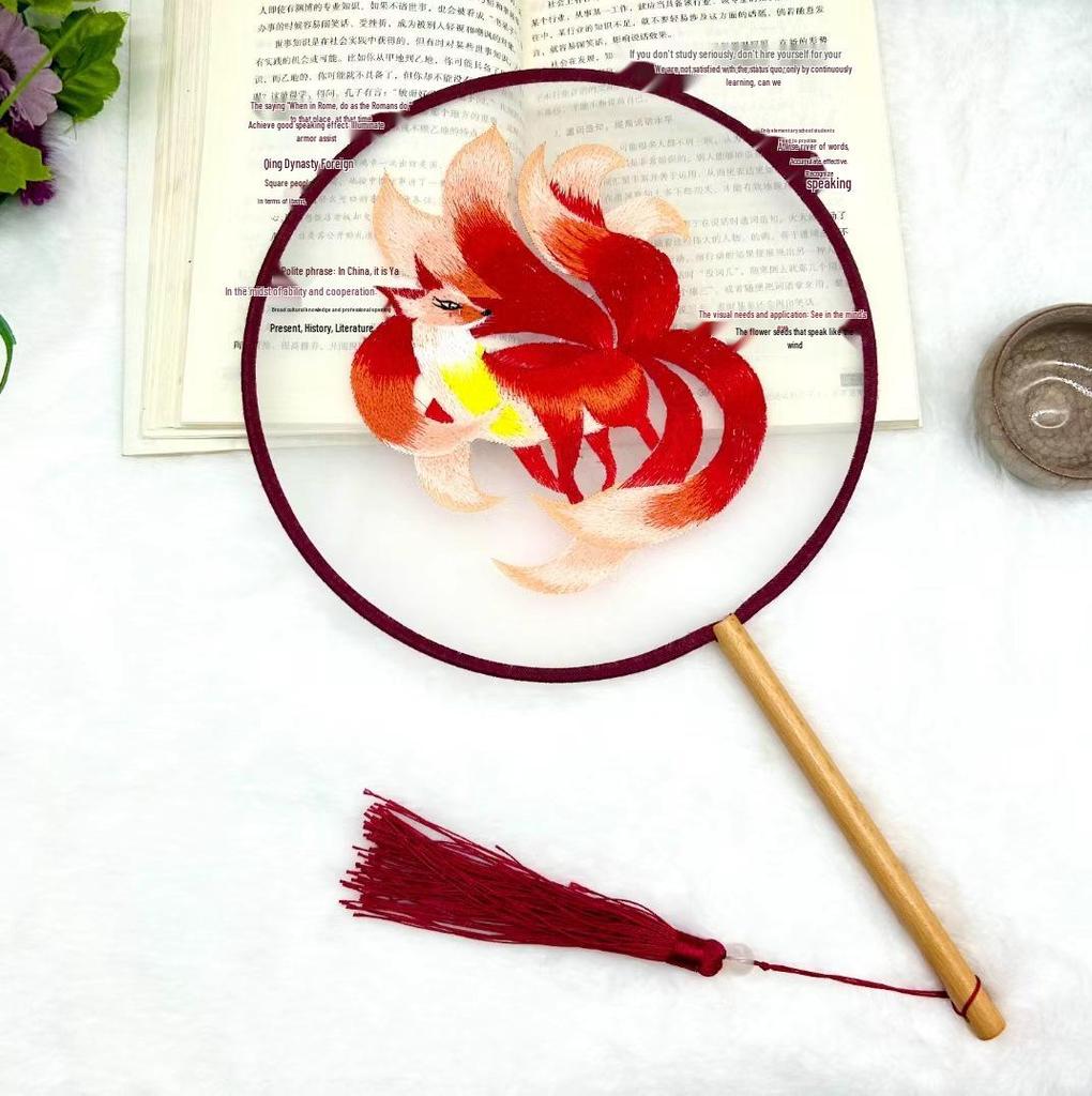 Ancient Style Single-Sided Suzhou Embroidery Dance Fan