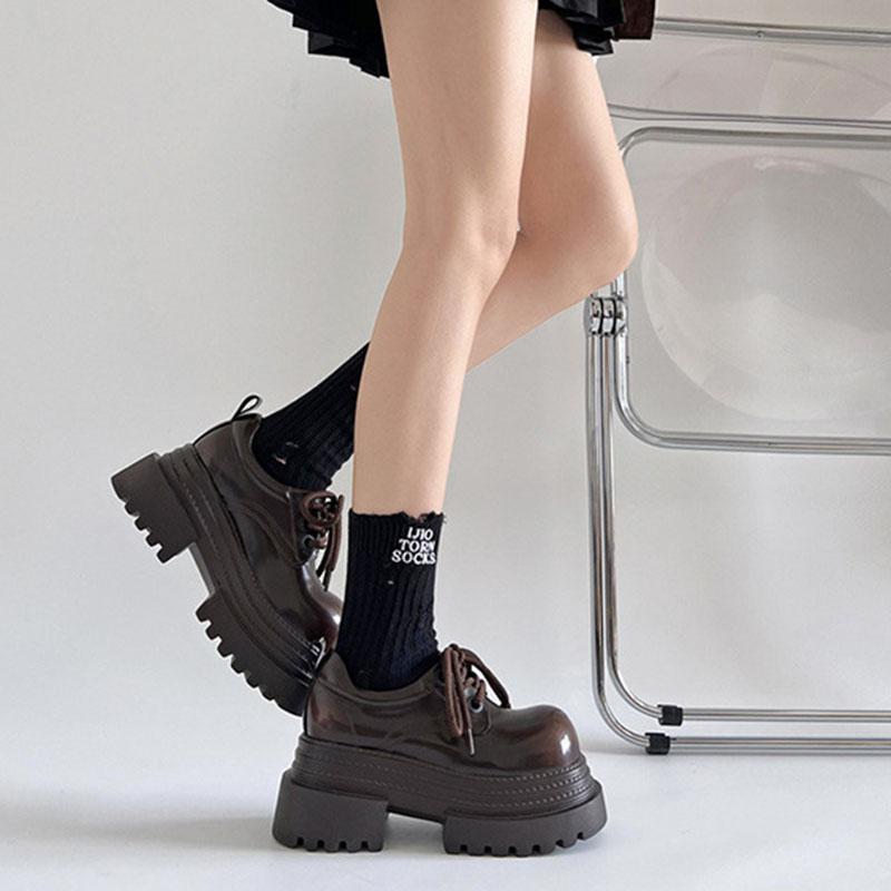 Fashion Comemore Fashion Women Pumps Black Thick Bottom Spring Autumn Height Increase Mary Jane Single Shoes Chunky High Heels Loafers