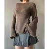 Top lavorato a maglia da donna autunnale nuovo, temperamento, manica svasata, con lacci, sexy, schiena scoperta, maglione