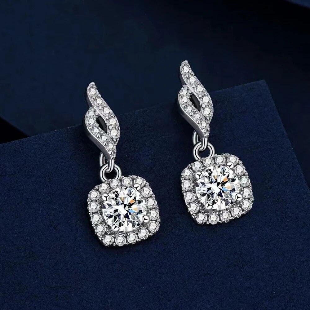 S925 Sterling Sølv 0.5/1 Karat Moissanitt Pose Øredobber Mote Casual Enkelt Design High-end Lett Luksus Nisje Gave Til Kjæreste