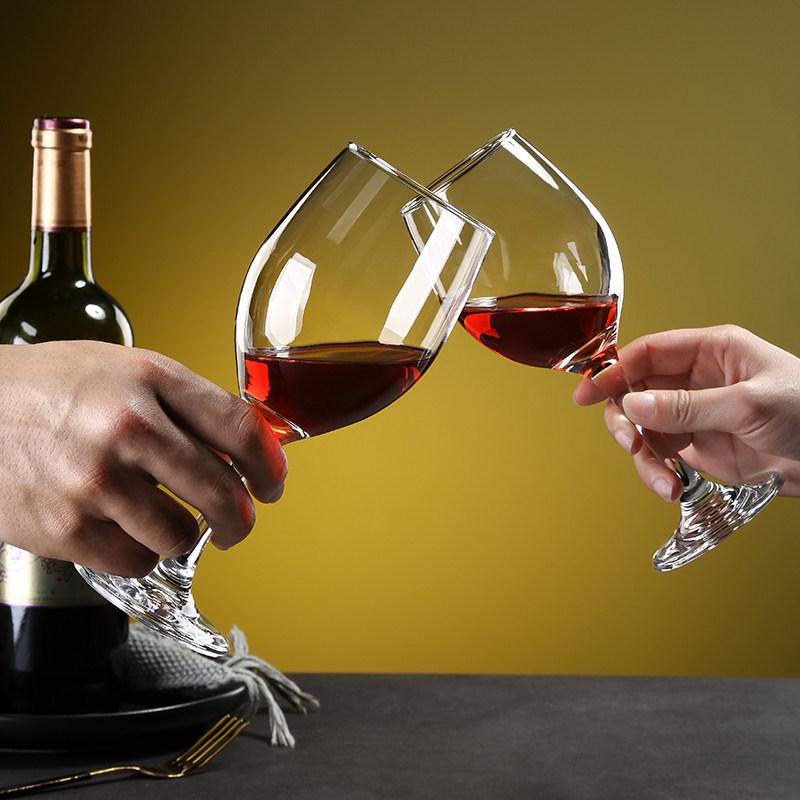 Set of 6 Tall Stem Red Wine Glasses - Elegant Light Luxury for Home Use, Champagne and Brandy Glasses, Creative Design
