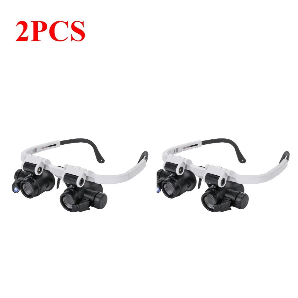 1-3 Stück Kopfmontiertes Mikroskop Juwelierlupe Mit 8X/15X/23X Vergrößerungsglas 2 LED-Leuchten Lupe Reparaturwerkzeug