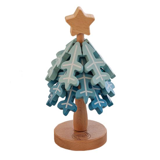 Wooden Christmas Tree Trivets for Hot Dishes Foldable Coasters Pot Holders Heat Resistant Silicone Table Protector Creative Gift for Home Kitchen