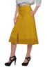 Moomaya Solid Cotton Skirts For Women Button Down A-Line Knee Length Skirts