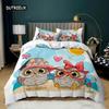 Cartoon Owl Duvet Cover Set King Size Owls In Love Print Cute Partners Couples Twin Bedding Set Soft Microfiber Comforter Cover