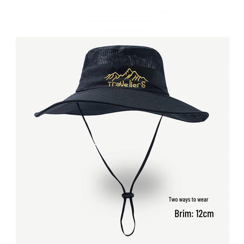 Fisherman Sun Protection Embroidered Outdoor Cowboy Hat for Camping and Mountaineering