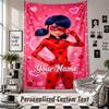 Wall Hanging Tapestry With Custom Name & Text, Miraculous Ladybug Decorative Tapestry For Bedroom