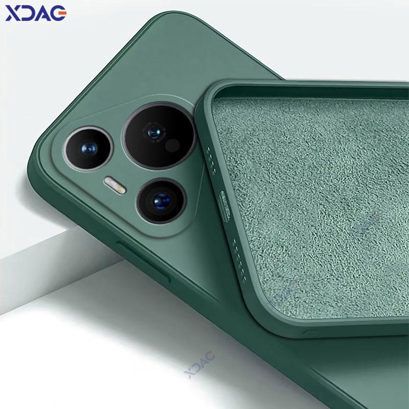 Luxury Square Liquid Silicone Phone Case for Huawei Pura 70 Pura70 5G 360 Protective Cover HuaweiP70 P70 Double Liner Soft Coque