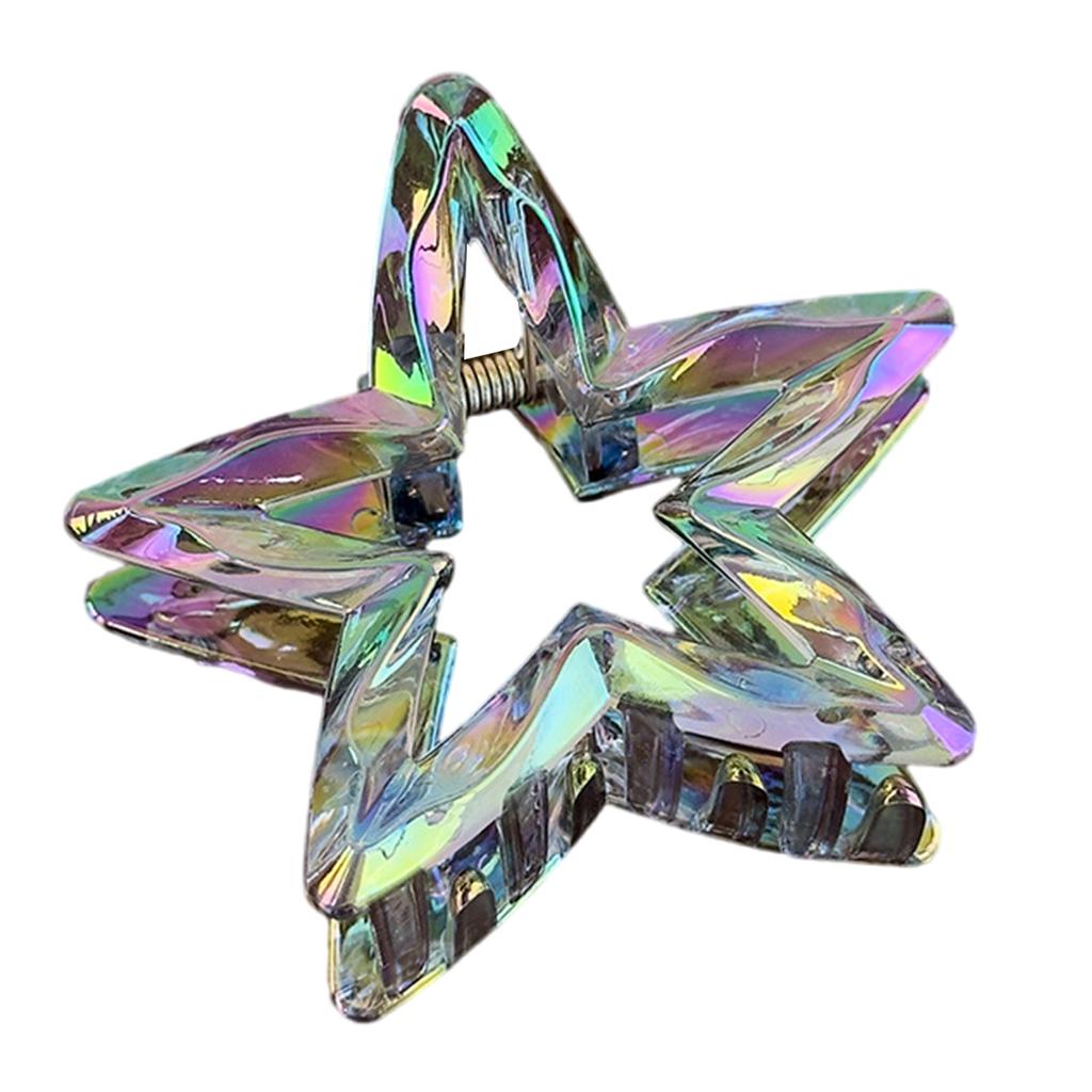1Pc Crystal Candy Colored Hair Clip Dazzling Hollowed Out Five Pointed Star Hair Claw Stylish Elegant Acrylic Barrettes For Women Girls