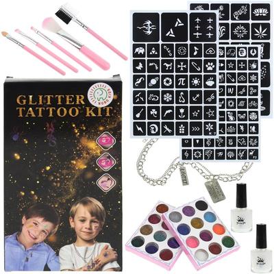 Large Set of Glitter Tattoo Stencils 120 Stencils 24 Glitters Black