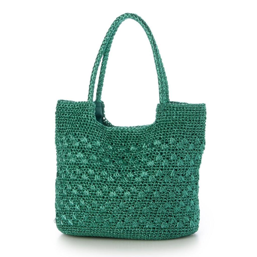 Sac cabas en maille à motif cordon métallique
