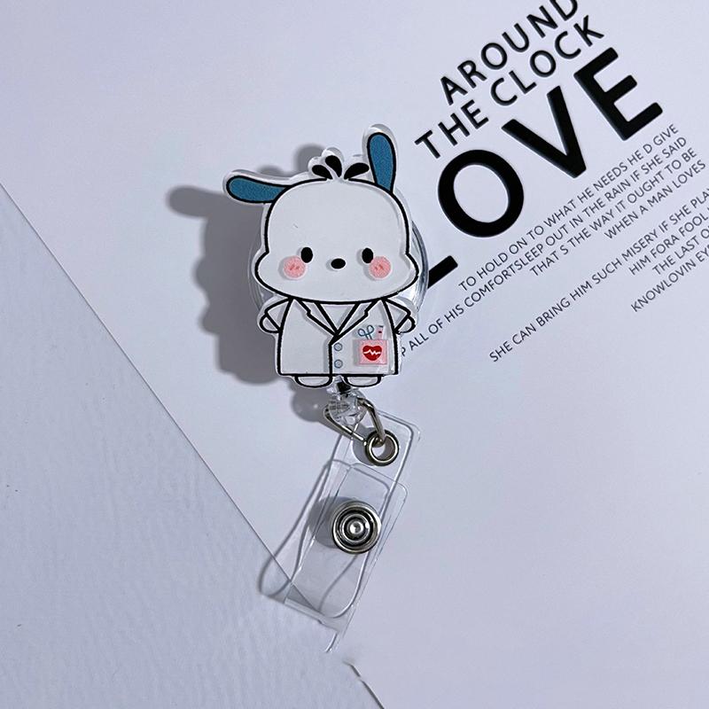 1 Piece Working Permit Pass Card Clip Cartoon Sanrio Badge Cute Melody Reel Retractable Id Name Card Clips For Nurse Badge