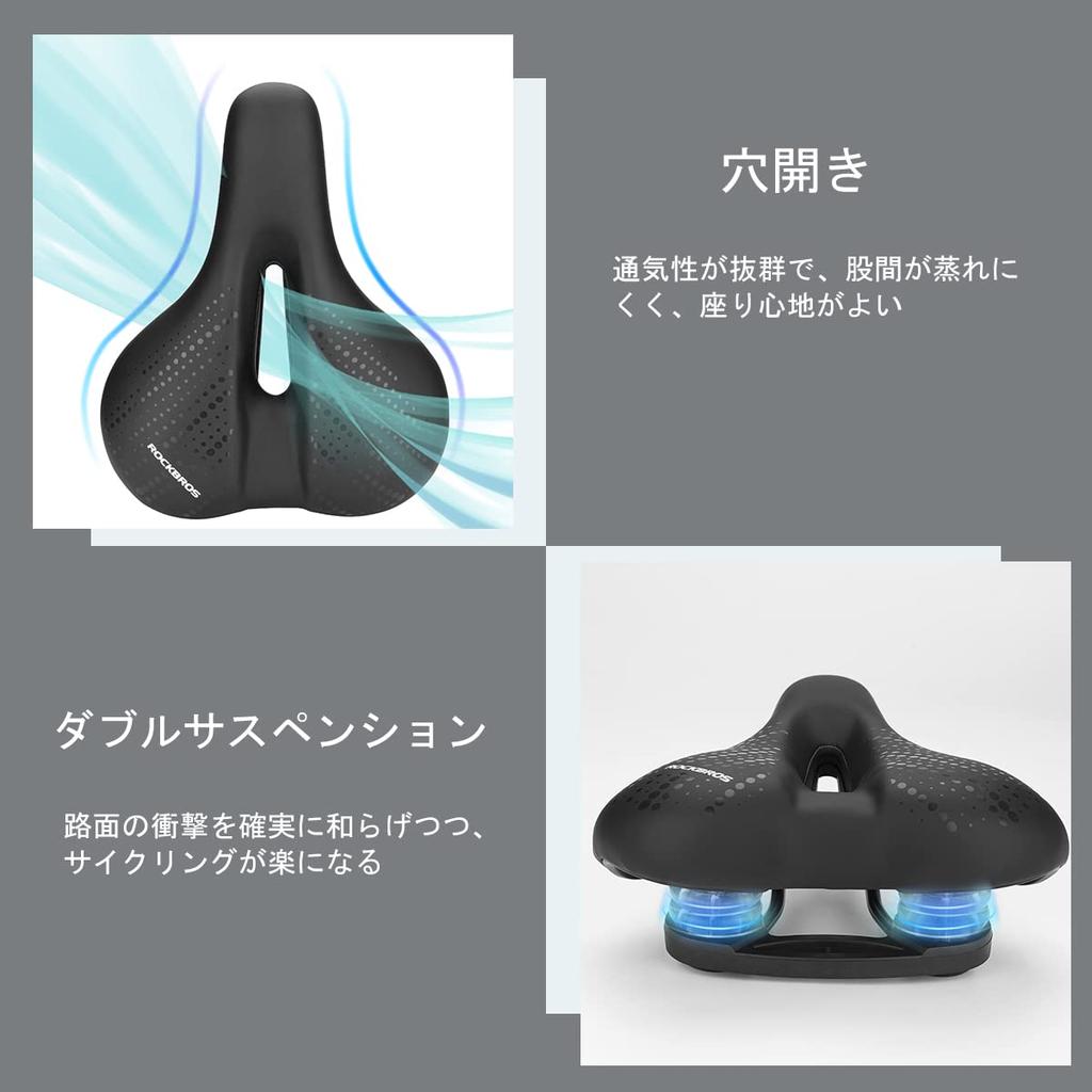 ROCKBROS Bicycle Extra Comfortable Bottom Seat Cushion with Memory Perforated Shock and for Road Cross Mountain and Bikes Saddle, Thick, Foam, Design,