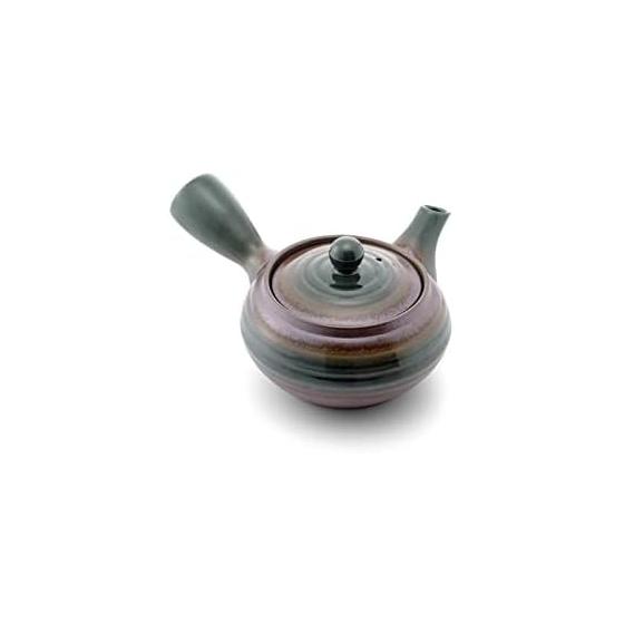 Teapot Pot Green Tea Banko Ware Tea Leaves Spread Bottom Net Teapot (Oribe Glaze)