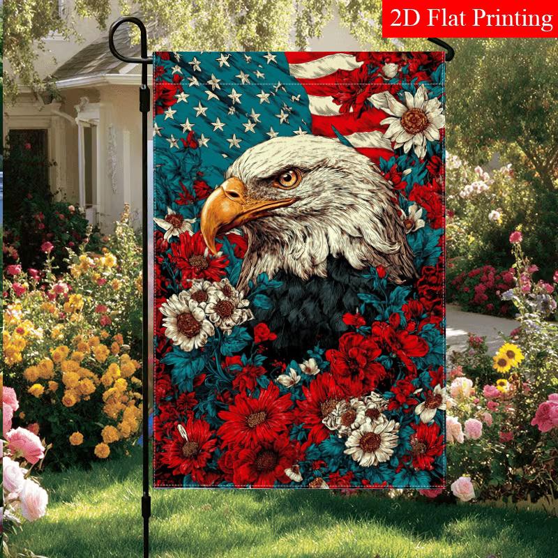 2D Flat, 2D Flat,American Patriotism July 4Th Garden Flag X 2 (1) Outdoor Garden Flag Double-Sided Home Decoration Courtyard Decoration Outdoor Decor