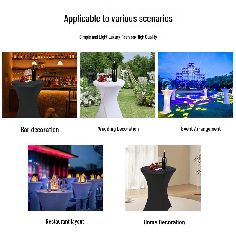 Cross-Border Stretch Cocktail Table Cloth - Hotel Banquet Solid Color Round Cover