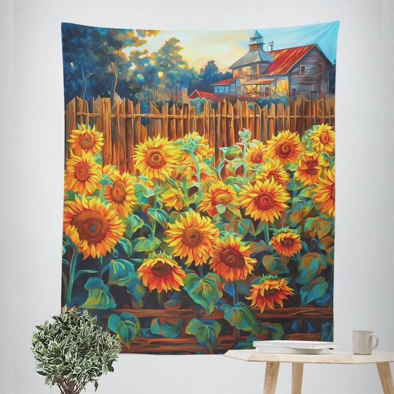 Sunflower Pattern Decorative Tapestry Home Wall Decoration Office Living Room Tapestry