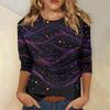 Women's Fashion Casual Seven-Point Sleeve Print Round Neck Top