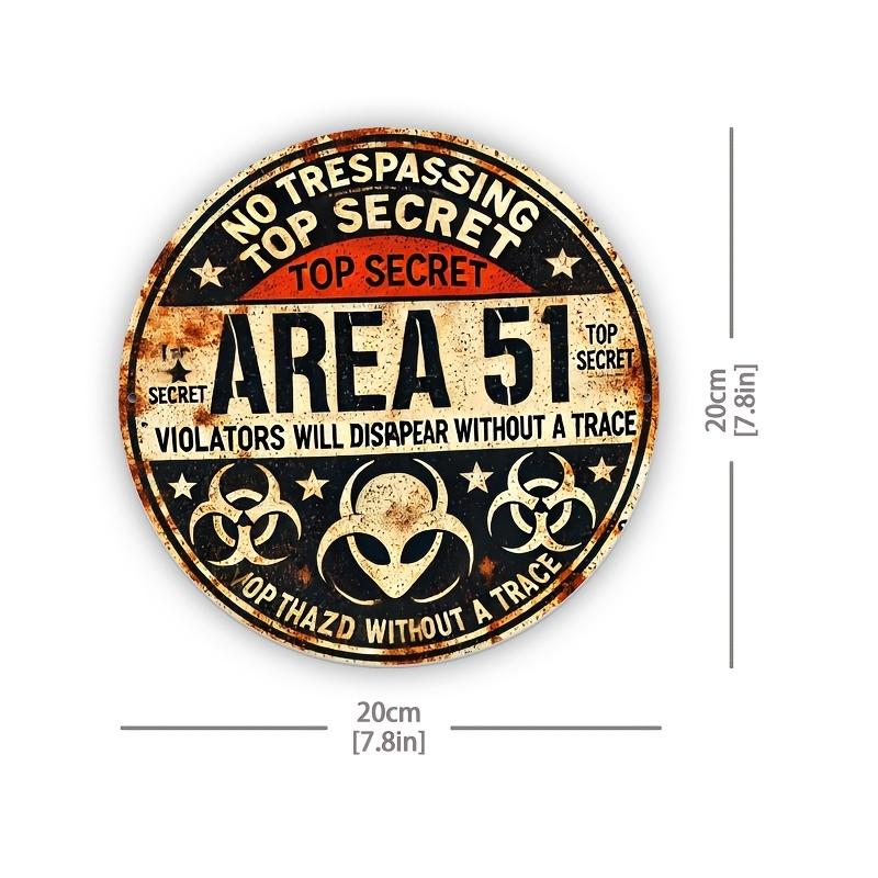Vintage Area 51 Aliens Round Aluminum Sign