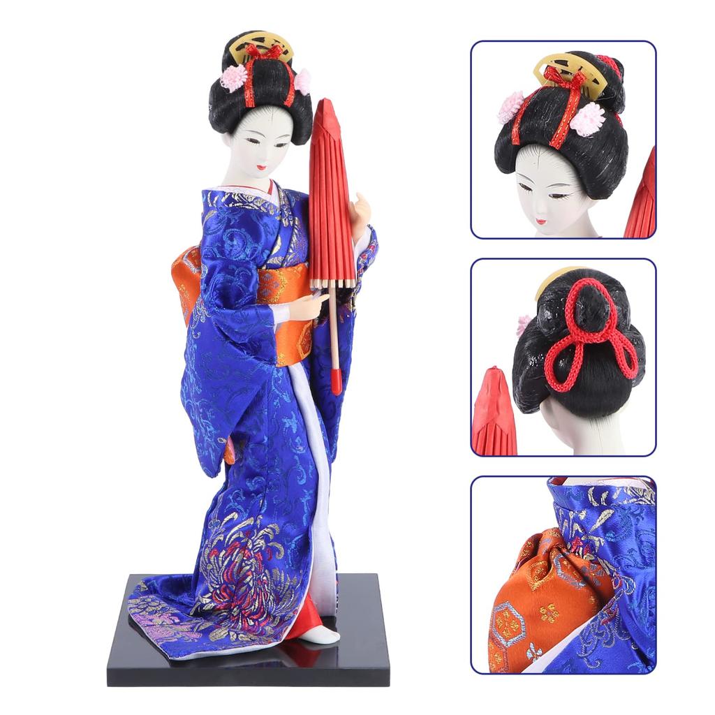 GANAZONO Japanese Doll, Dancing Maiko Geisha Doll, Japanese Souvenir, Present, Decoration, Room Decoration, 30cm (Gray)