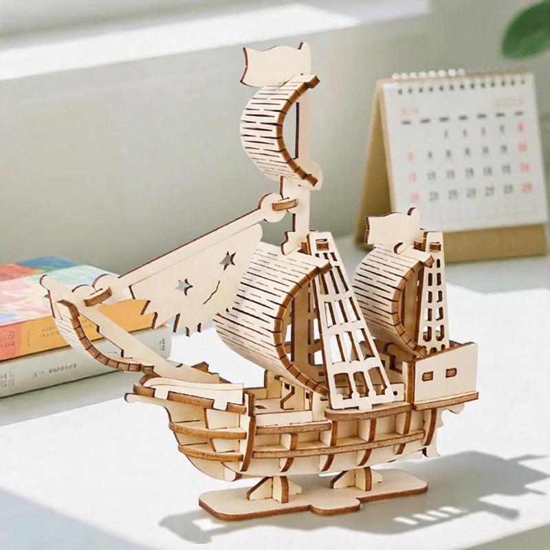 Wooden 3D Gotheborg Sailing Ship Puzzle DIY Handmade Craft Educational Nautical Themed Decor for Bedroom Living Room Kids Gift
