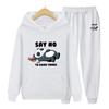 Hooded Sweatshirt Women's Hoodie Say No Men Suit Hoodie Two Pieces Set Autumn Men's Hoodie + Pants Sets