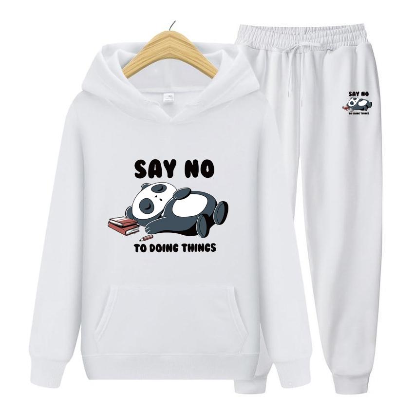 Hooded Sweatshirt Women's Hoodie Say No Men Suit Hoodie Two Pieces Set Autumn Men's Hoodie + Pants Sets
