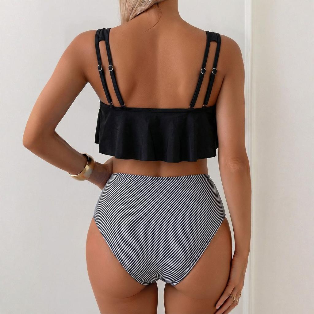 Women Two Piece Swimsuit Tankini Top High Waist Bikini Set with Floral Print and Scoop Neck Design for Swimming Pool Beachwear