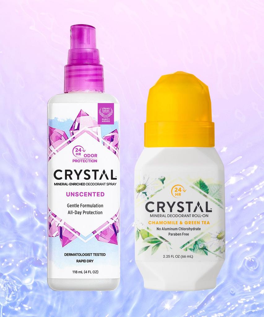 Crystal Deodorant Unscented Spray & Chamomile Roll-on 2-Piece Set