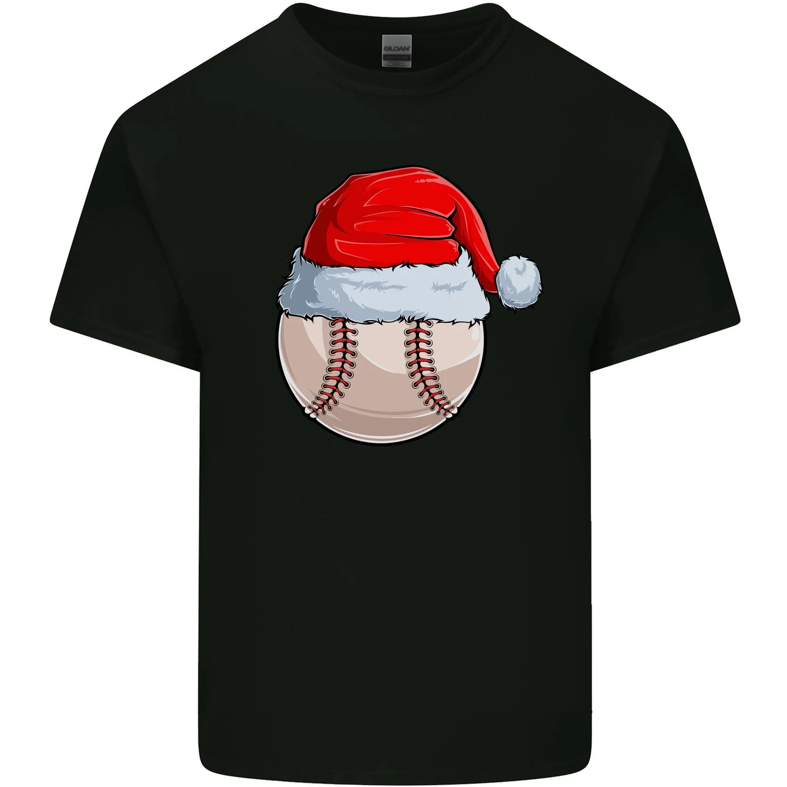 

Christmas Baseball With a Santa Hat Xmas Kids T-Shirt Childrens 2XL