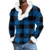 Men's Christmas Printed Fleece Lined Hoodie | Faux Trim Party Sweatshirt With Pocket | Plus Size Loose Fit Holiday Pullover