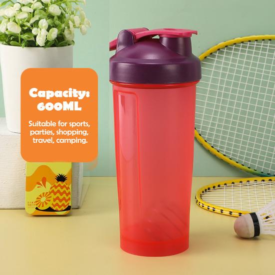 Proteinpulver Shaker med Miksekule 600ml Bærbar Shakerkopp med Bred Åpning for Enkel Miksing Whey Protein Shakerflaske for Shakes Kosttilskudd
