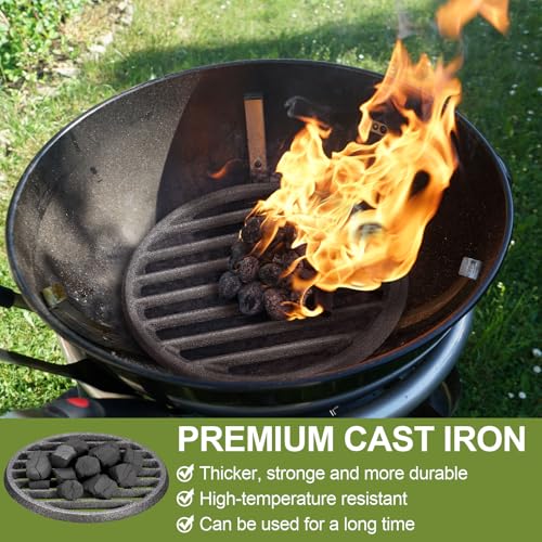 PATIKIL Cast Iron Fire Grate, 10-inch Rectangular, Replacement BBQ Grill Grate, High-Heat Resistant Charcoal Plate, 6-Slot Grill Accessory for BBQs