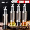 Glass Oil Bottle, Stainless Steel Soy Sauce Bottle, Vinegar Jug, Oil Pourer, Anti-Drip Spout, Non-Stick Oil Bottle, Condiment Container, 300ml*4