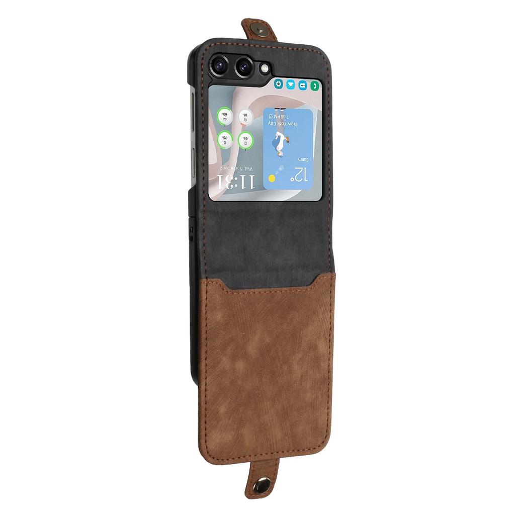 Card Leather with Phone Case for Samsung Galaxy Z Flip 6 5 4 3 Flip6 Flip5 Flip4 Flip3 Shockproof Protective Cover