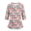 Women's Christmas Print Uniform V-Neck Scrub -Quarter Sleeve for Caregivers