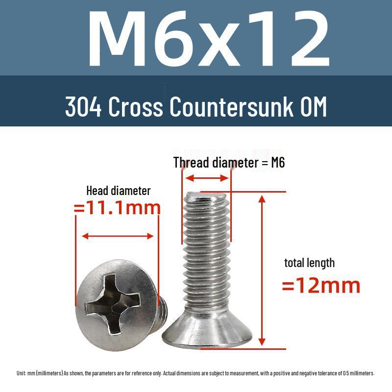 Yigu Stainless Steel Phillips Countersunk Screws M2-M6 Fasteners