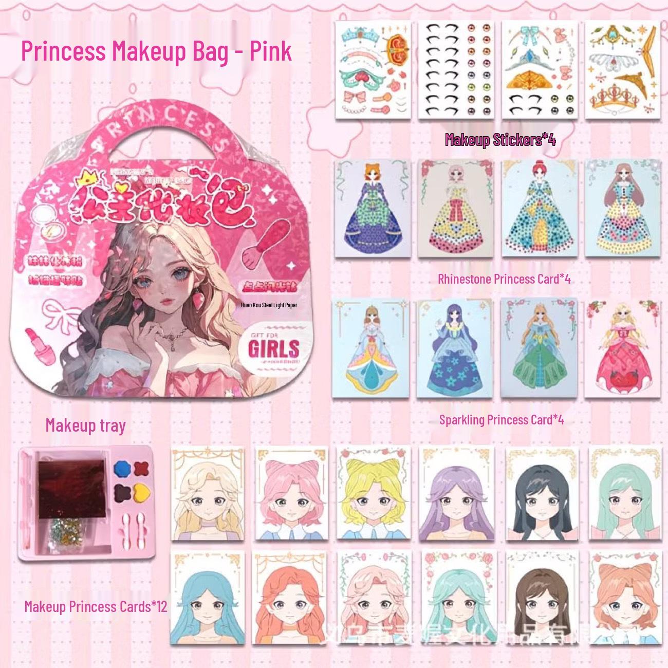 Princess Makeup & Dress-up Set for Girls - Birthday & DIY Gift with Handmade Stickers