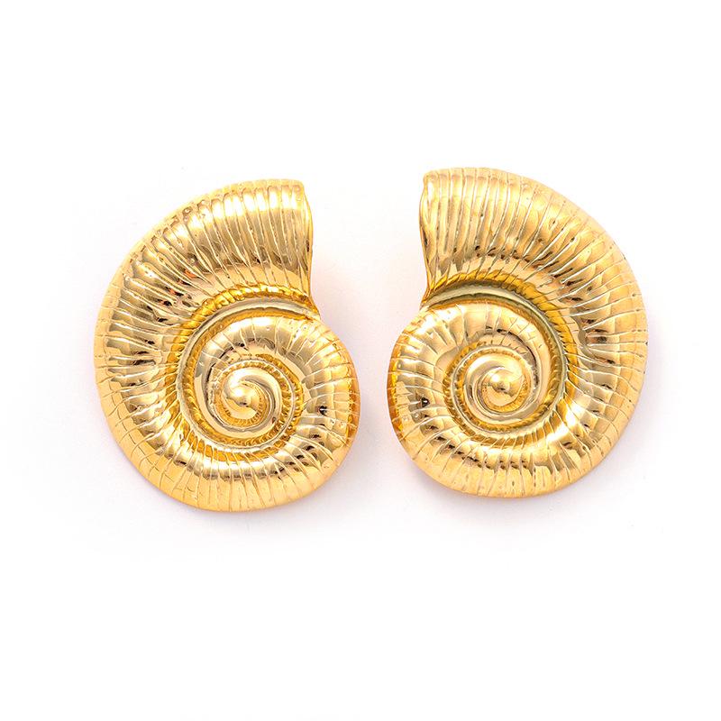 18K Gold Stainless Steel Flower Shell Beach Earrings