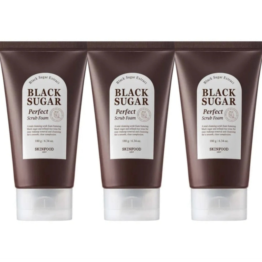SKINFOOD Black Sugar Perfect Scrub Foam 180g*1Pc/2Pcs/3Pcs/4Pcs